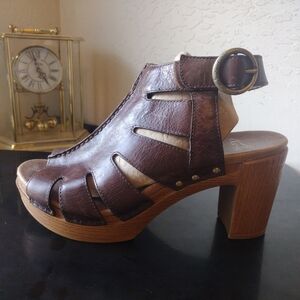 DANSKO Demetra Women's Size 38 (USW 7.5 - 8) Brown Leather Slingback Platform